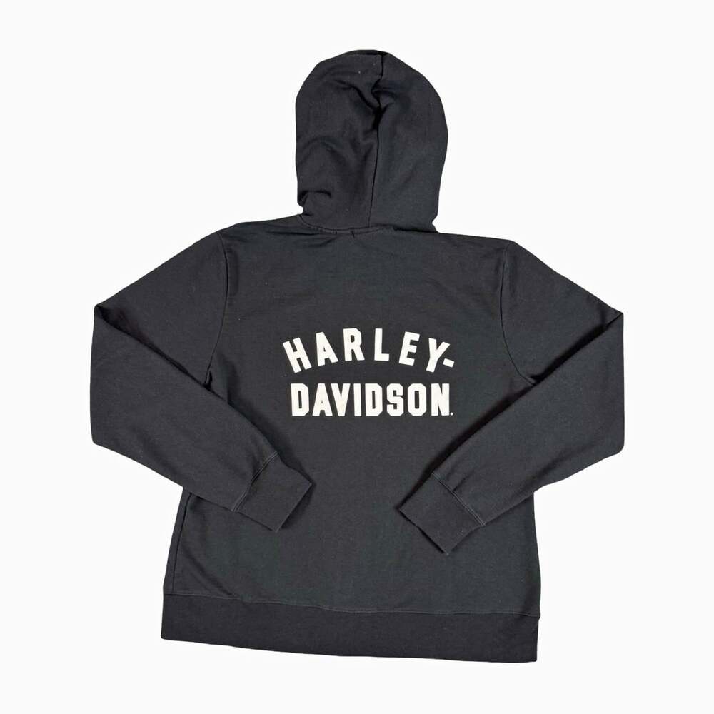 Harley-Davidson Women’s Goth Black Full Zip Hooded Graphic Print Hoodie Size L